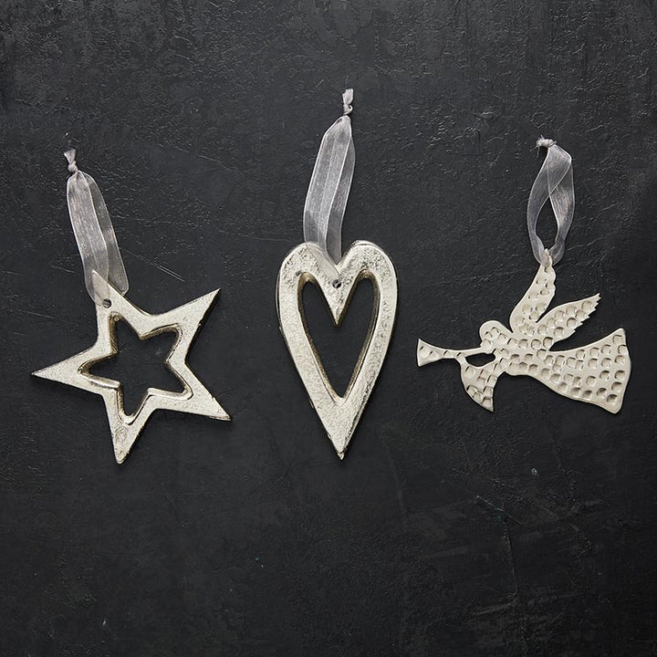 Ornament - Silver Heart- Holiday