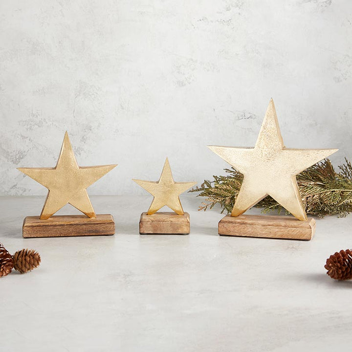 Gold Star w/Base SML - Holiday