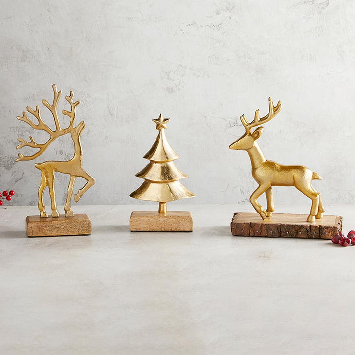 3D Gold Reindeer with Base - Holiday