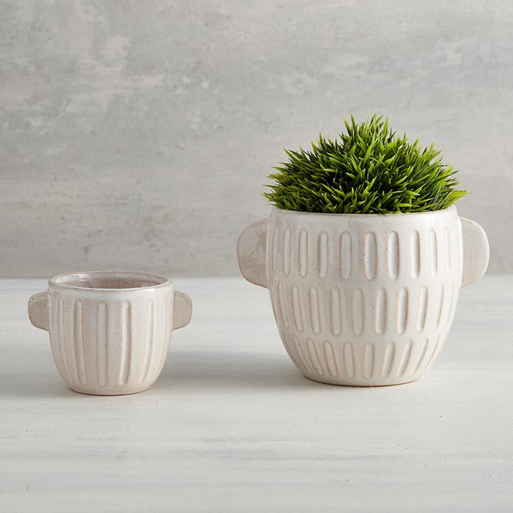 Embossed Stoneware Planter - LGE