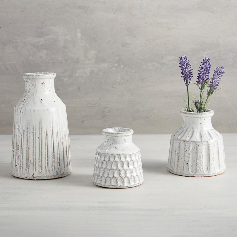 White Flower Pot - Tall