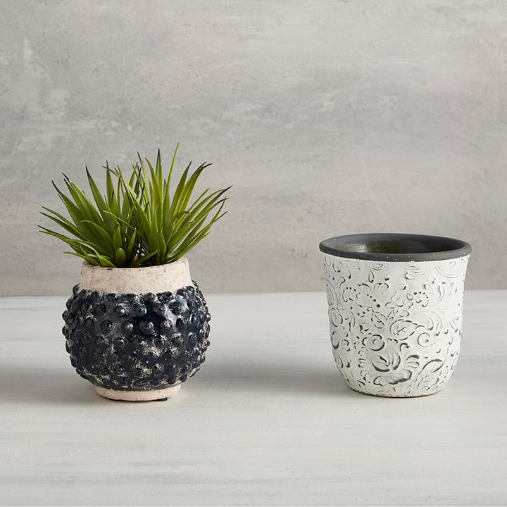 White Carved Pot
