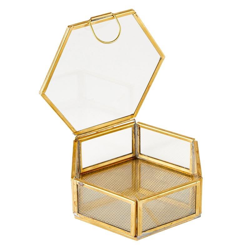 Hexagon Glass Trinket Box- LGE