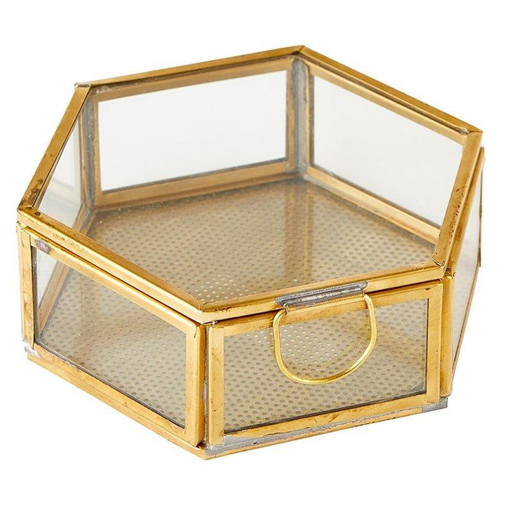 Hexagon Glass Trinket Box- LGE