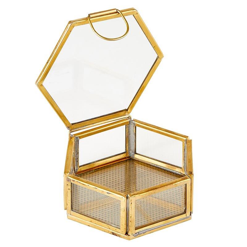 Hexagon Glass Trinket Box - SML