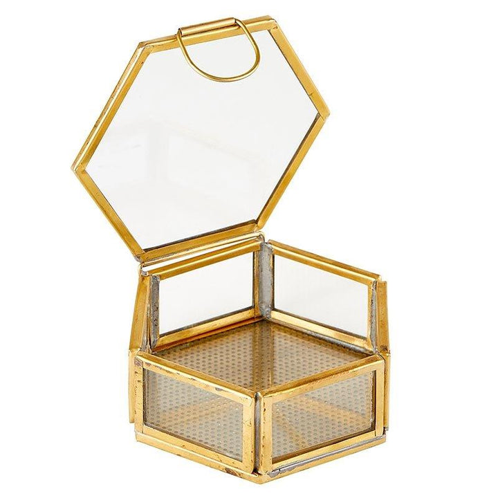 Hexagon Glass Trinket Box - SML