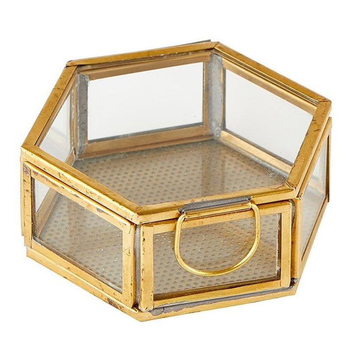 Hexagon Glass Trinket Box - SML