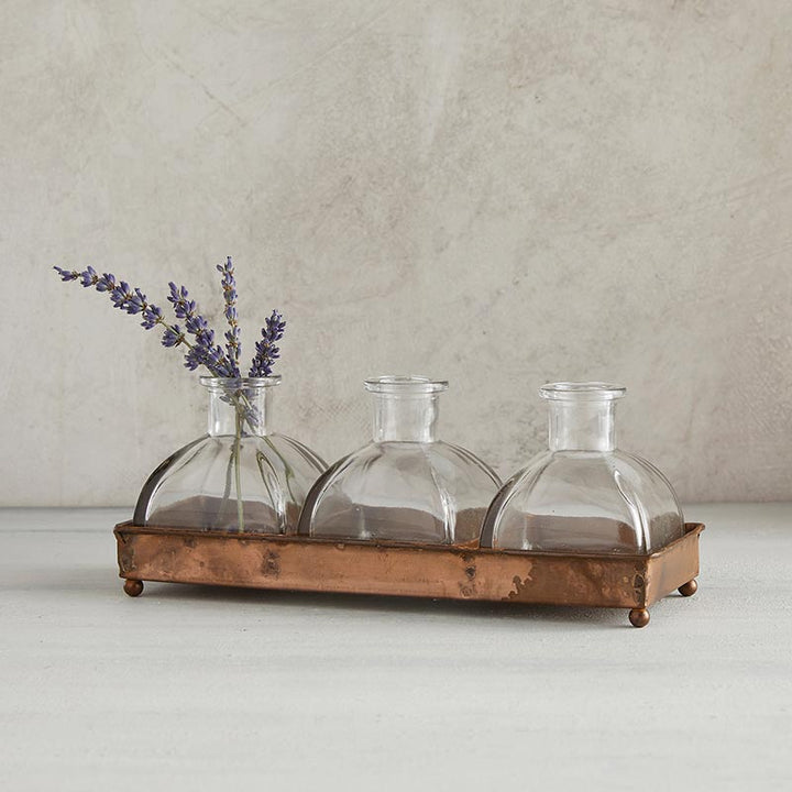 Three Vases with Metal Stand