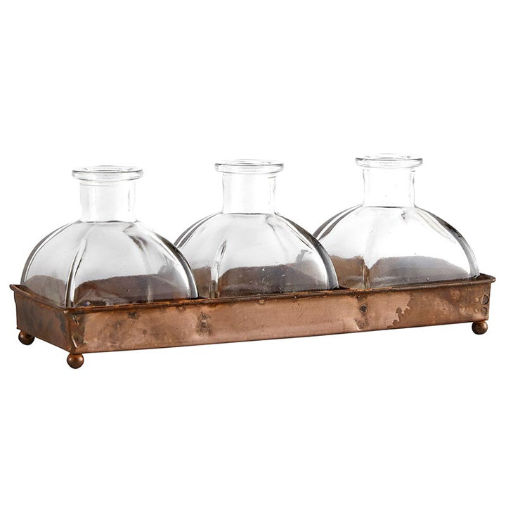 Three Vases with Metal Stand