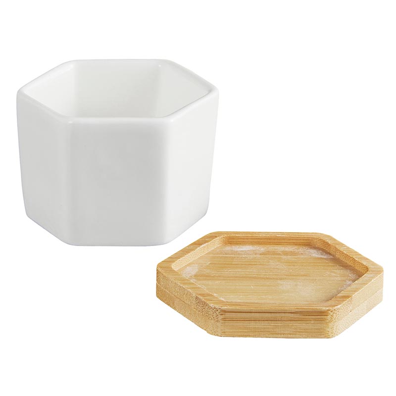 Hexagon Planter w/wood base