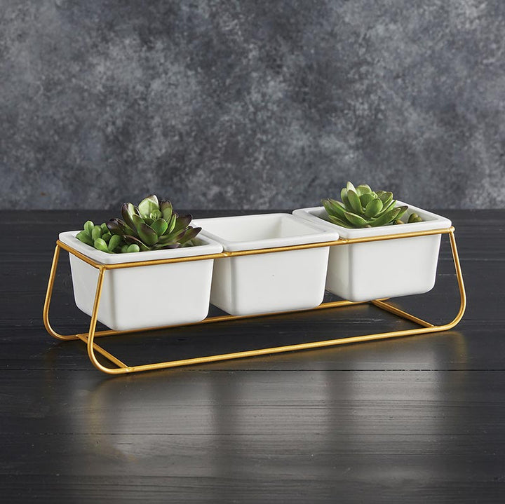 Three Pot w/Gold Stand