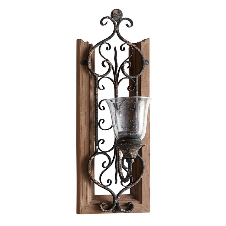 Rustic Wall Candle Holder - Black