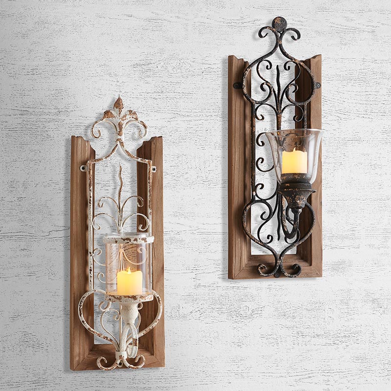 Rustic Wall Candle Holder - Black