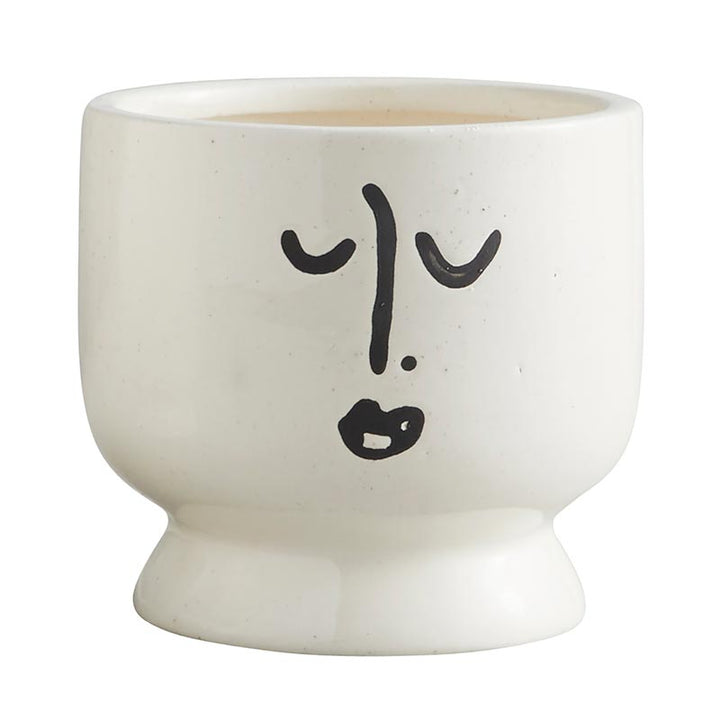 White Round Face Pot Small