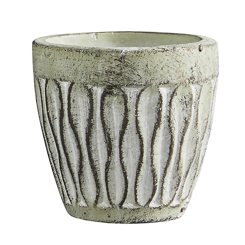 Cement Leaf Round Pot Small