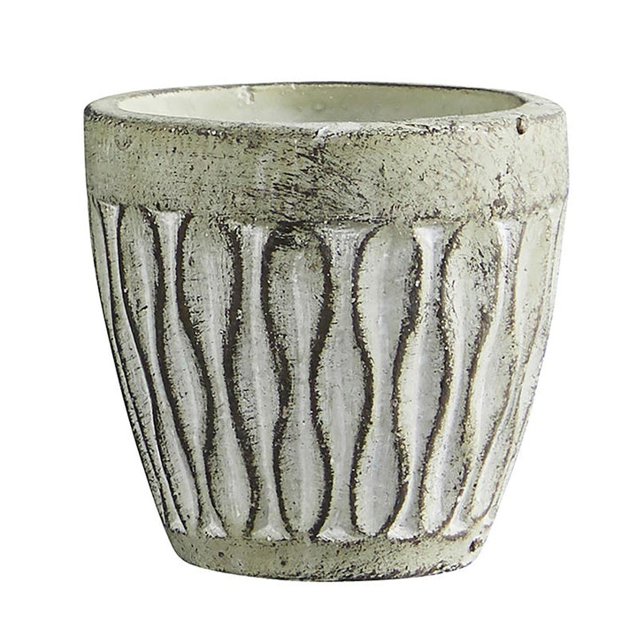 Cement Leaf Round Pot Small