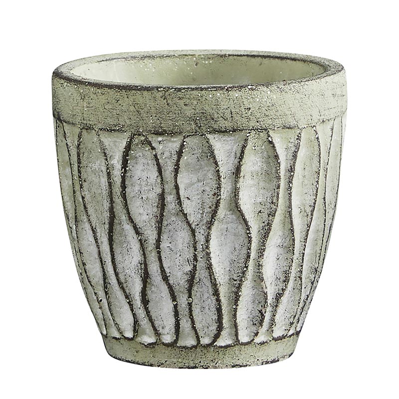 Cement Leaf Round Pot Medium