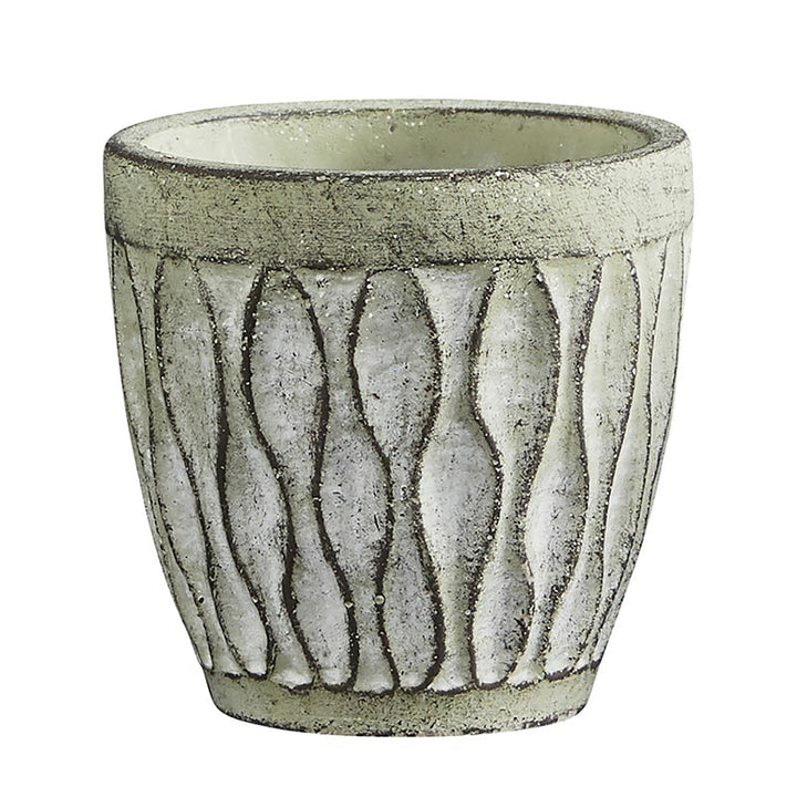 Cement Leaf Round Pot Medium