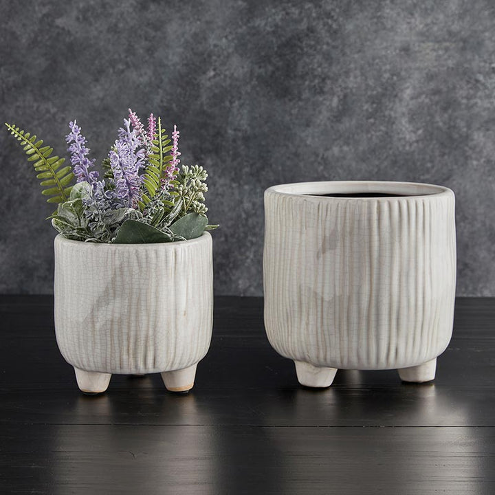 White Ceramic Pot with Feet - LGE