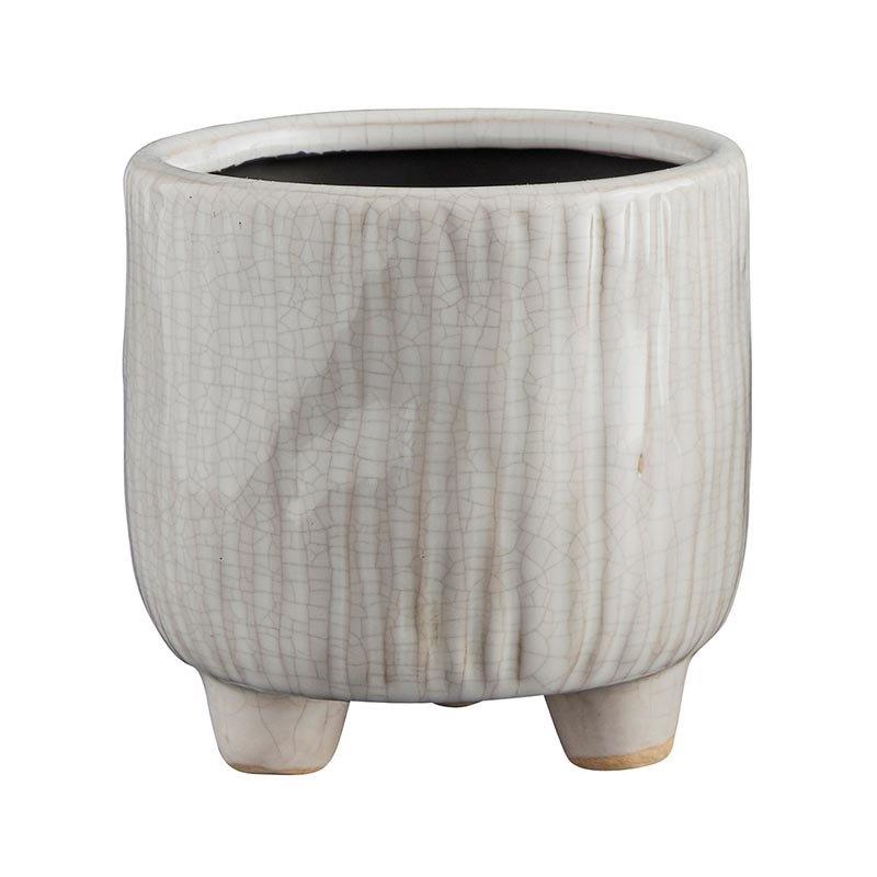 White Ceramic Pot w/Feet - SML