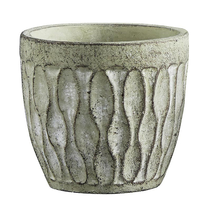Cement Leaf Round Pot Large