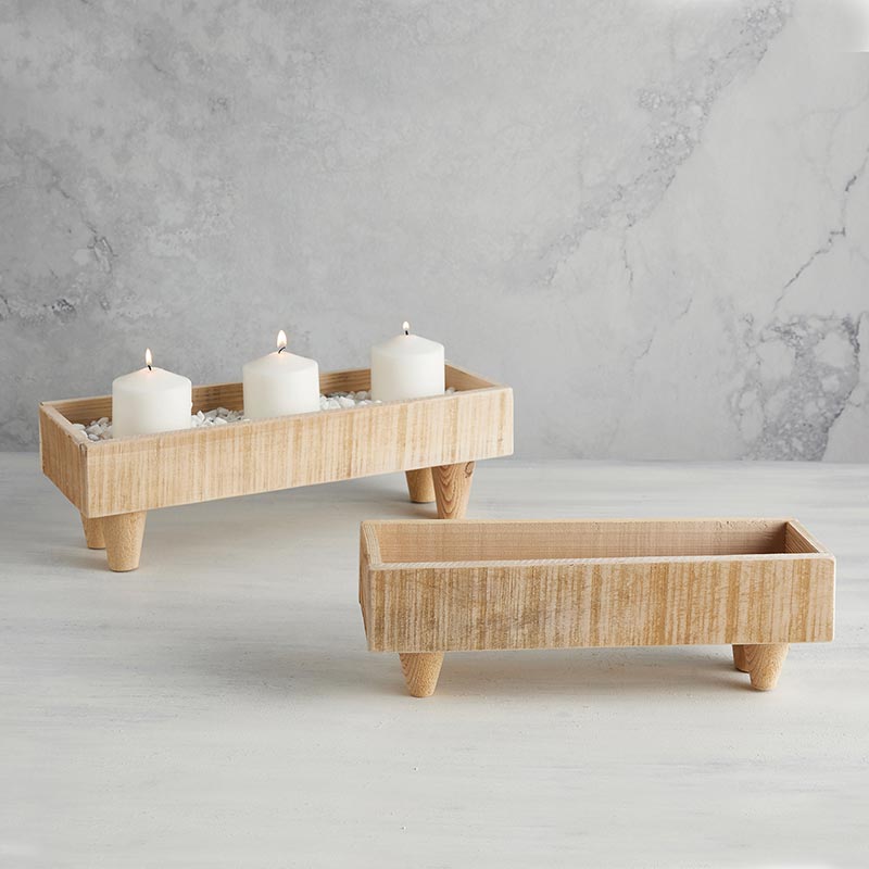 Wooden Rect Planter w/Feet - LGE