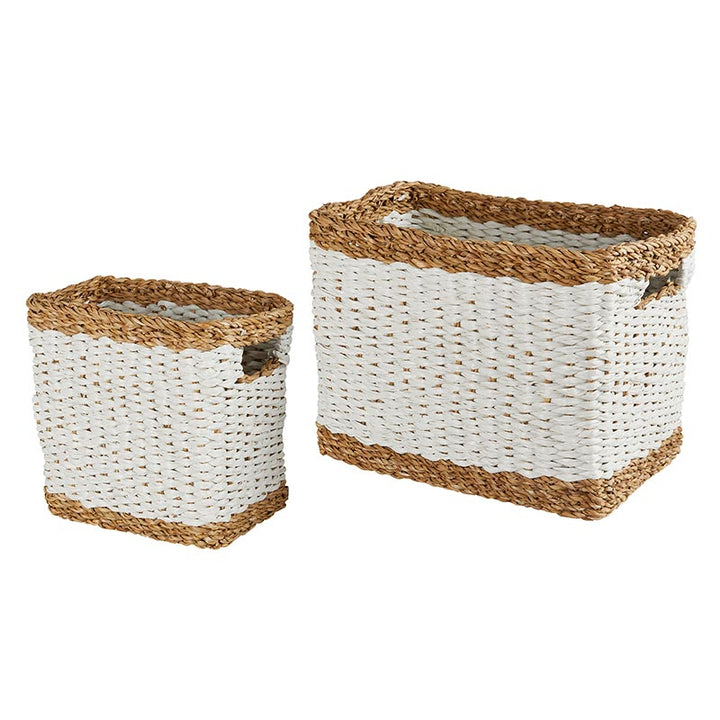 Two Tone Rect WHT Basket - Set/2