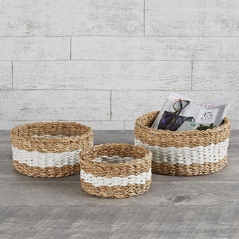 White Stripe Round Set/3