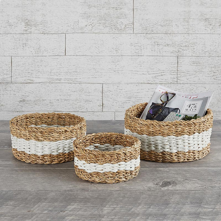 White Stripe Round Set/3