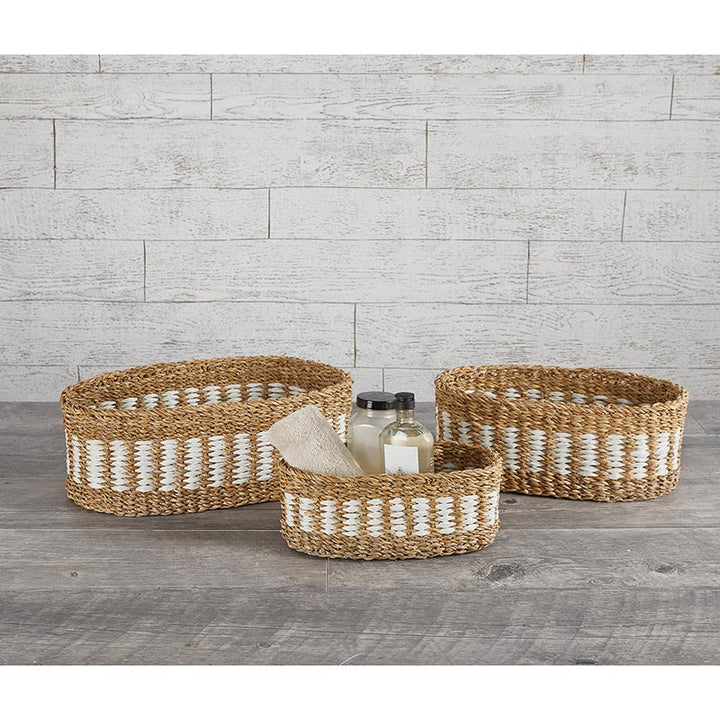 Woven Stripe Oval Basket - Set/3