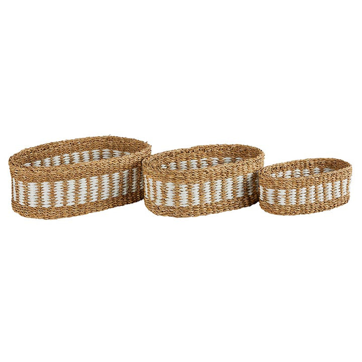 Woven Stripe Oval Basket - Set/3