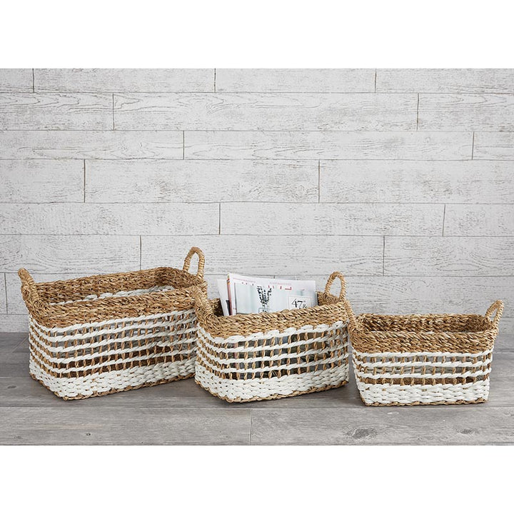 Stripe Square Baskets - Set/3