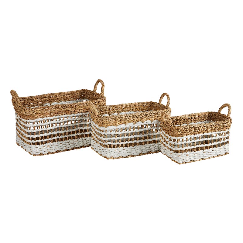 Stripe Square Baskets - Set/3
