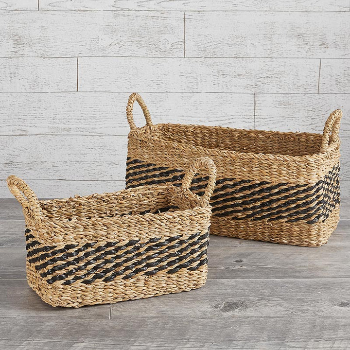 Stripe Rectangle Baskets Black - Set/2