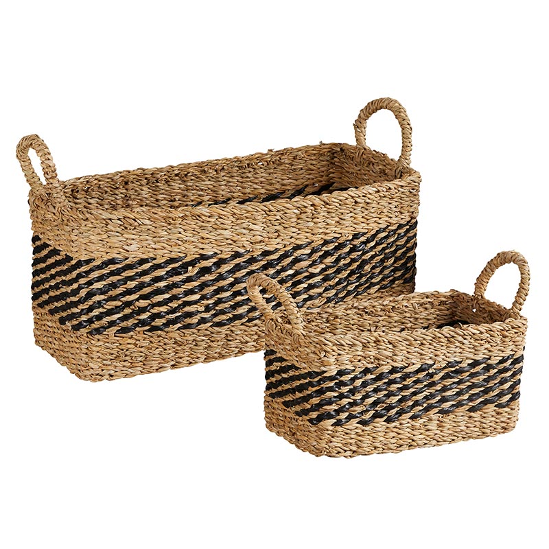 Stripe Rectangle Baskets Black - Set/2