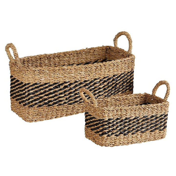 Stripe Rectangle Baskets Black - Set/2