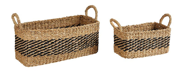 Stripe Rectangle Baskets Black - Set/2