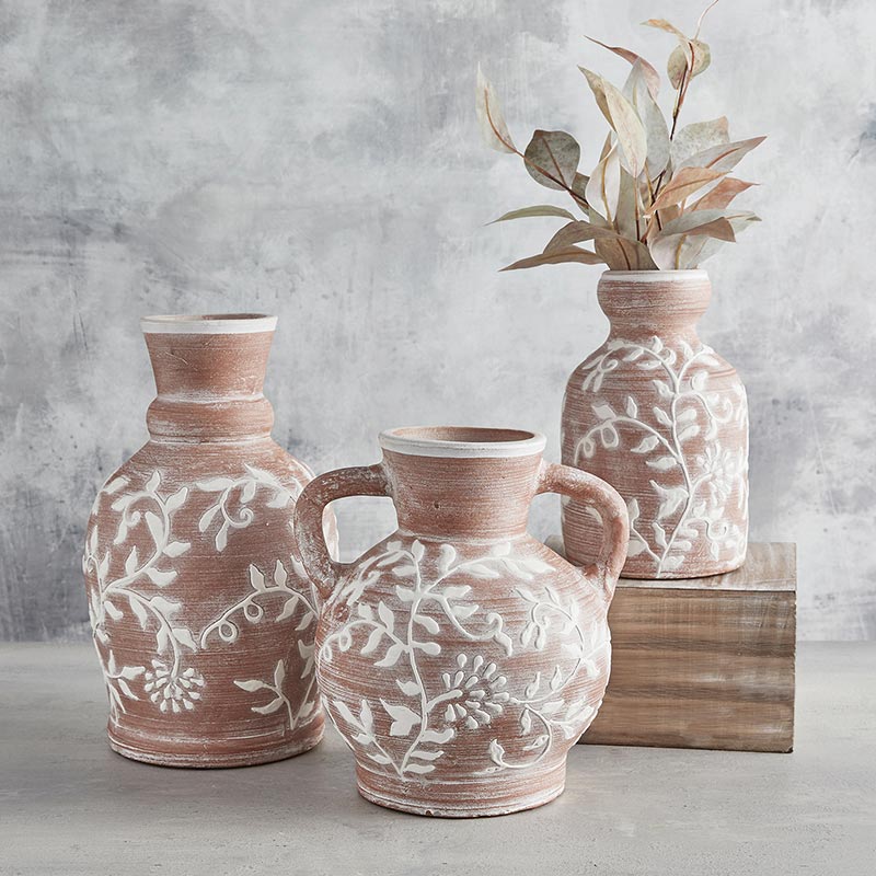 Earthy Floral Vase - 2 Handles