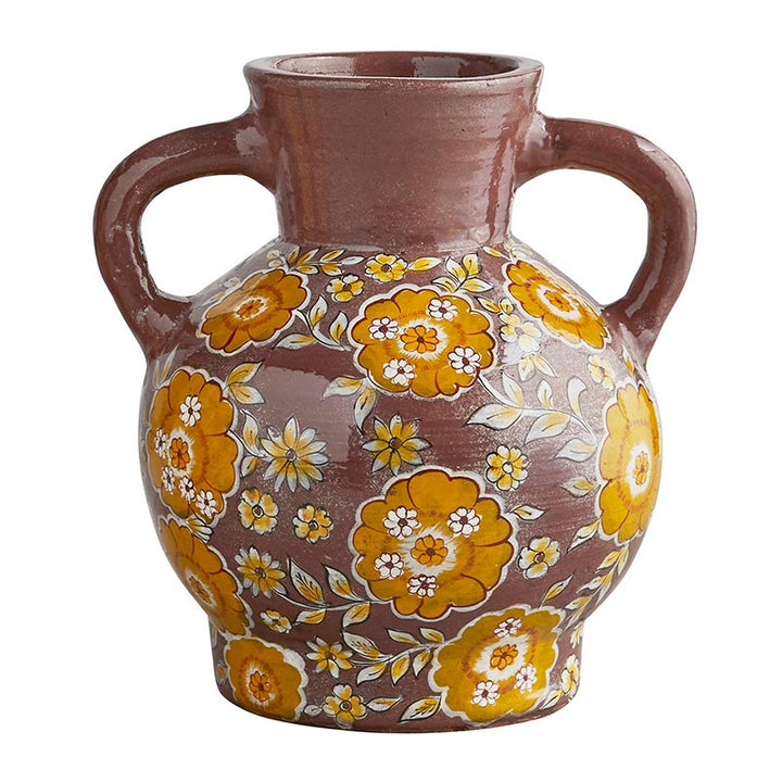 Floral Embossed Vase - 2 Handles