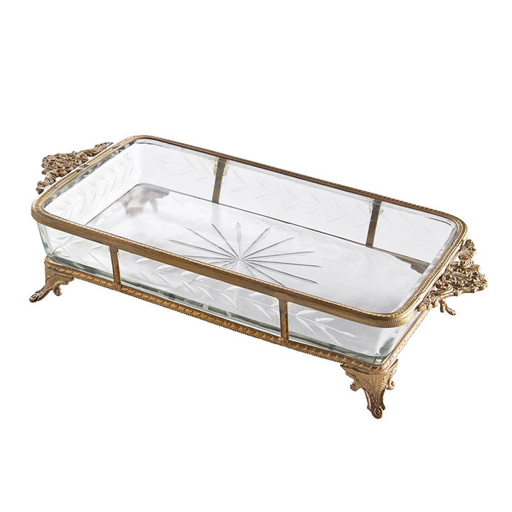 Gold Rim/Glass Rect Tray