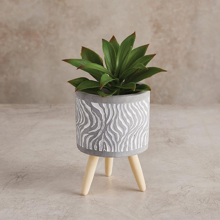 Swirl Cement Planter w/wood legs