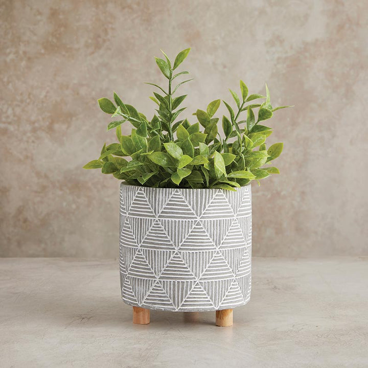 Geo Cement Planter w/wood legs
