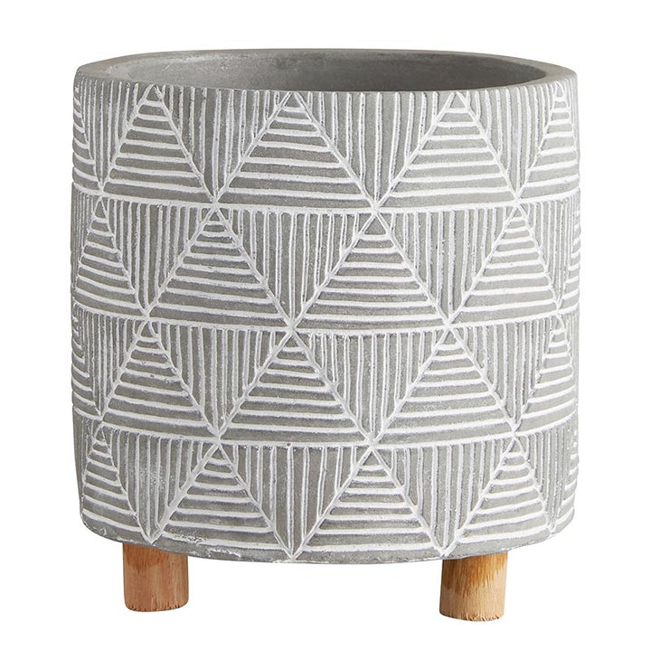 Geo Cement Planter w/wood legs