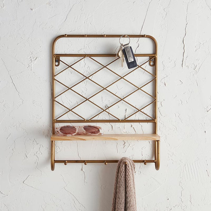 Grid Pattern Brass Shelf