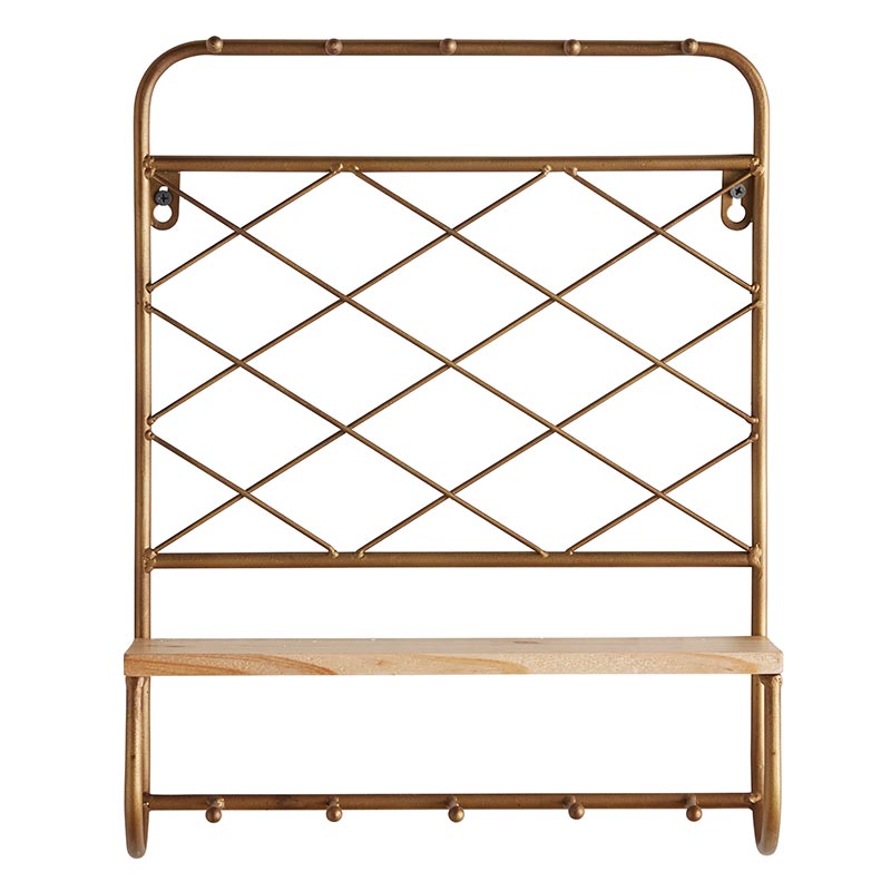 Grid Pattern Brass Shelf