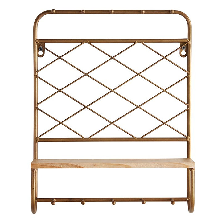 Grid Pattern Brass Shelf