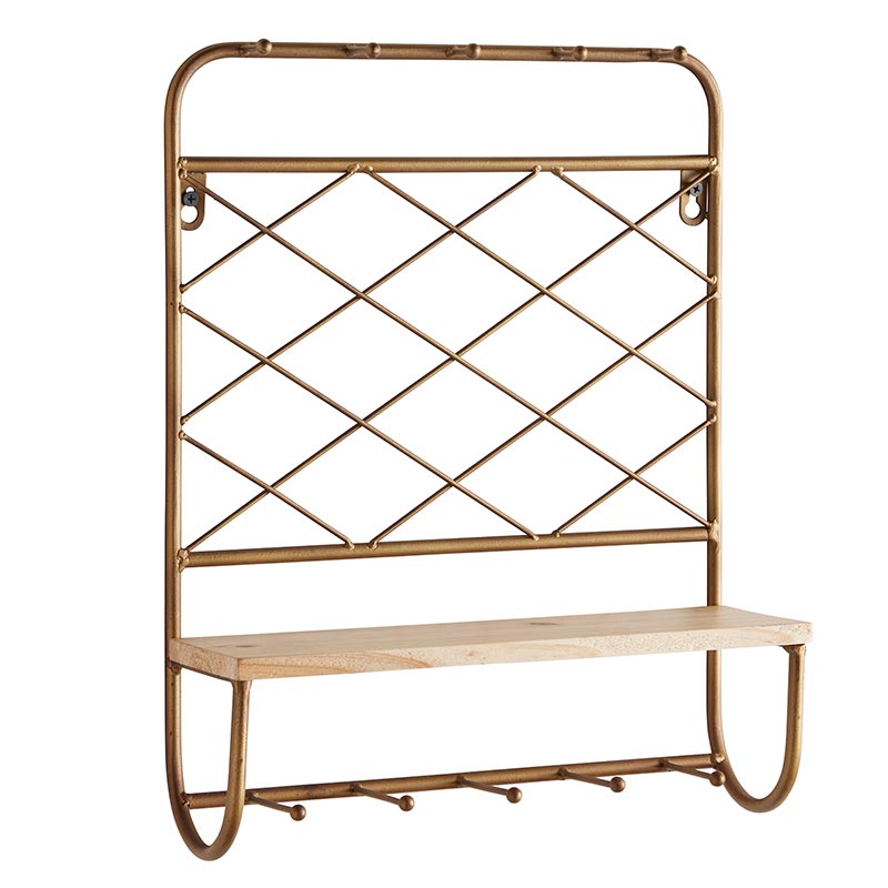 Grid Pattern Brass Shelf