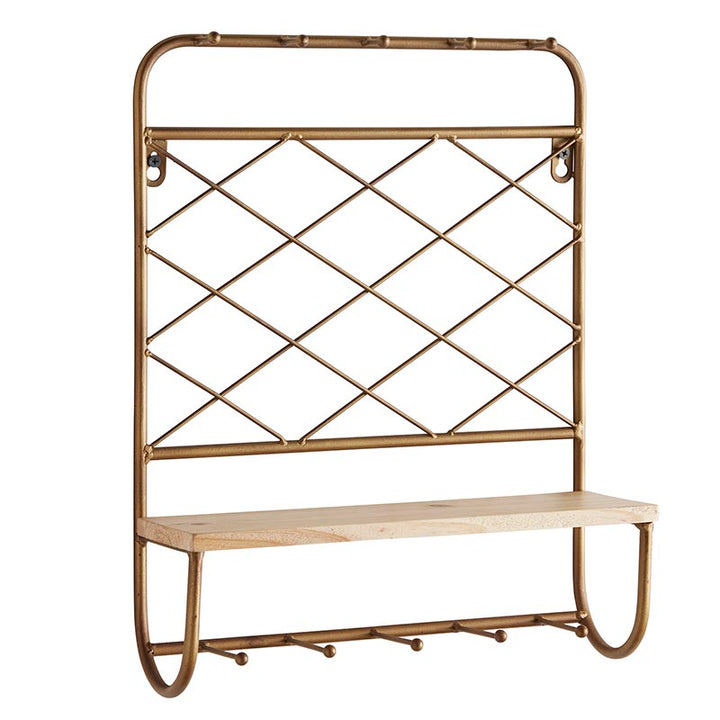 Grid Pattern Brass Shelf