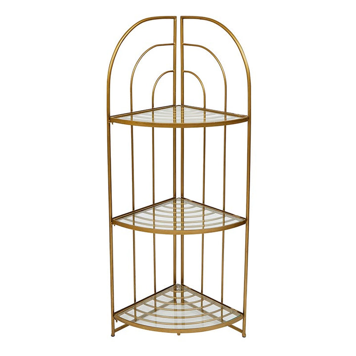 Gold Metal Corner Stand w/shelves