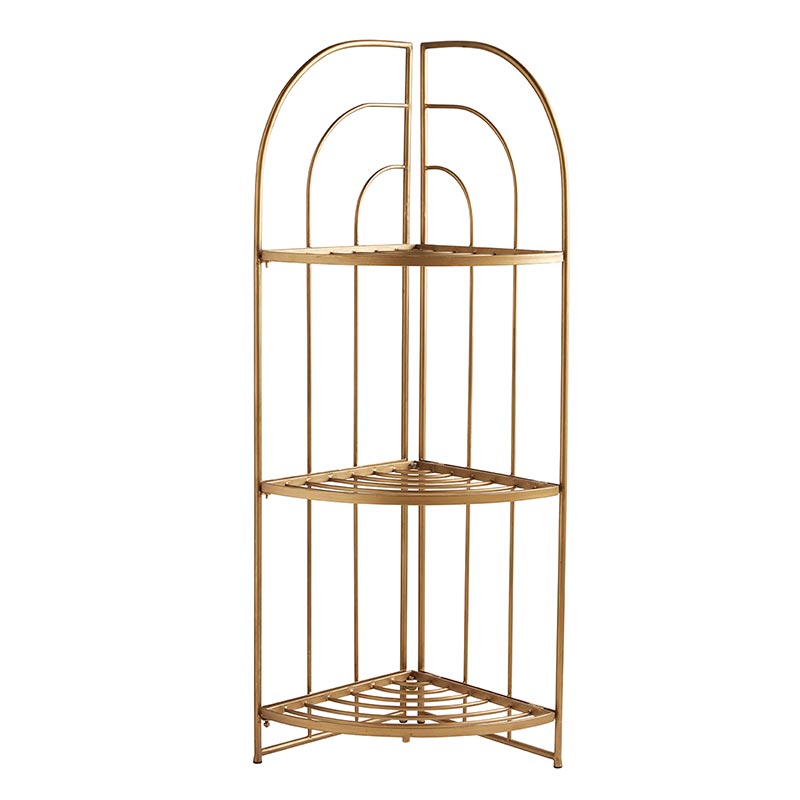 Gold Metal Corner Stand w/shelves